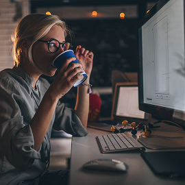 Woman drinking coffee