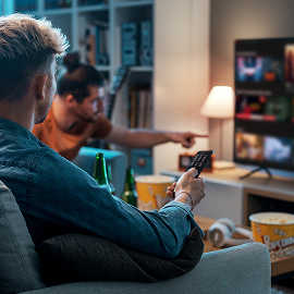 Men watching TV